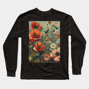 anemone and poppy flower pattern 9 Long Sleeve T-Shirt